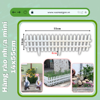(Combo 2 miếng) Hàng rào nhựa trắng lắp ghép dài 55cm X cao14cm trang trí sân vườn, cây thông Noel