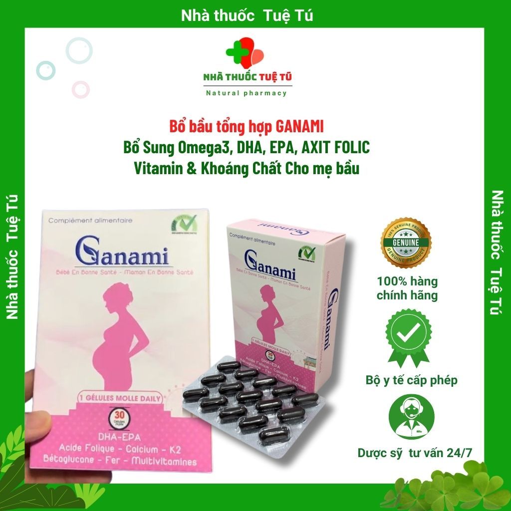 Bổ bầu tổng hợp GANAMI - Bổ Sung Omega3 hàm lượng cao, DHA, EPA, AXIT FOLIC Vitamin &amp; Khoáng Chất (Nhập khẩu pháp)