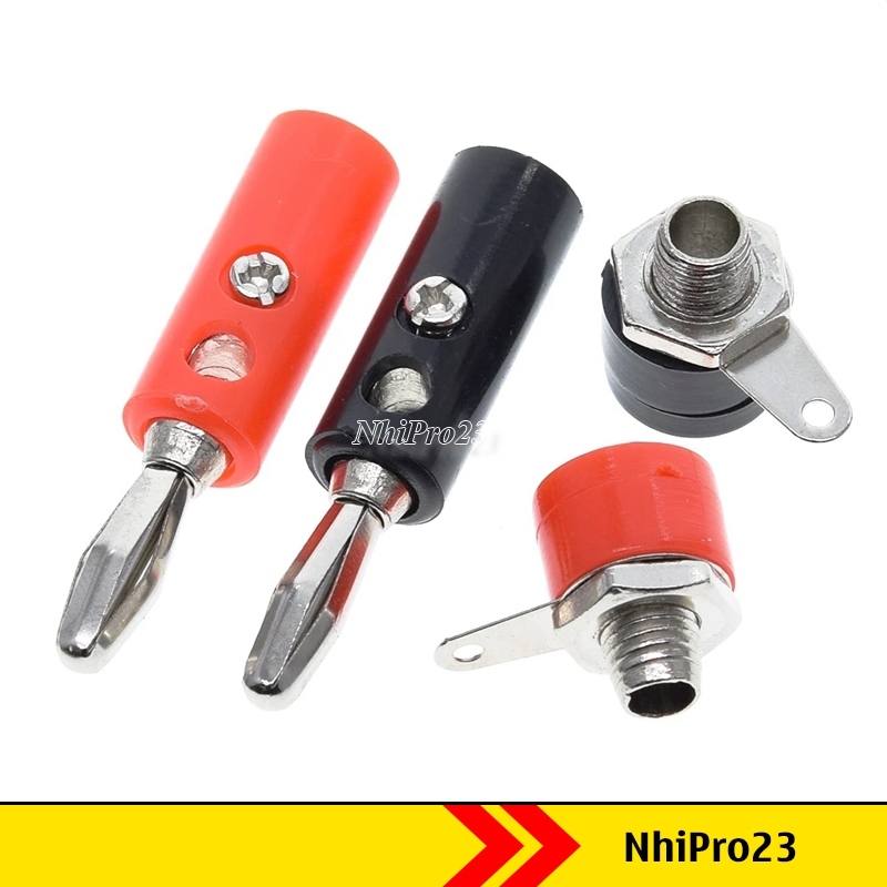 Set 5 Jack bắp chuối 4mm đực, cái, màu đen, đỏ tùy chọn