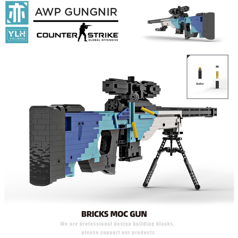 Đồ Chơi Lắp Ráp Kiểu LEGO Mô Hình Súng CSGO Sniper AWP Black Ice Với 2030 PCS - Theo Bản Thiết Kế Chuẩn Của Kevin183