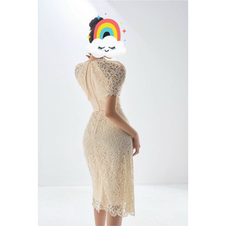 Đầm ren phối tafta nữ sz L