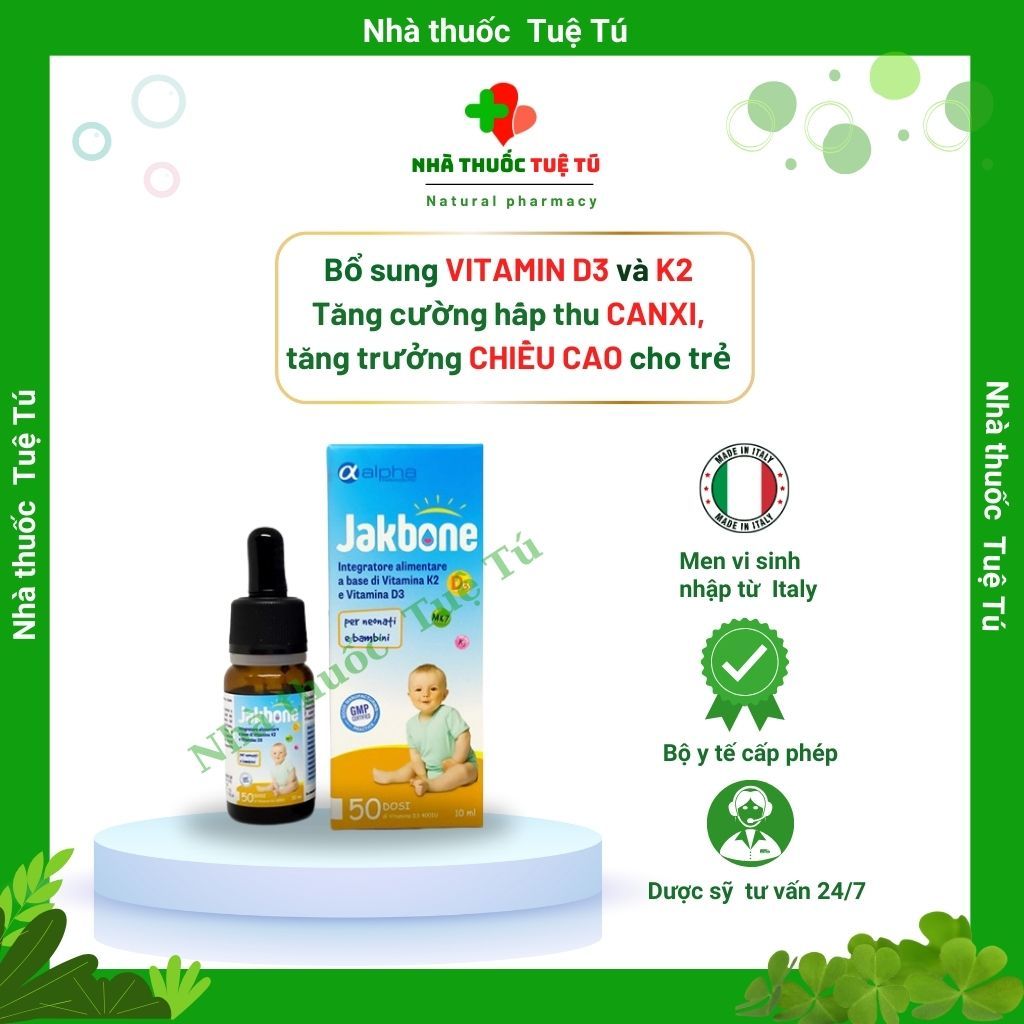 JAKBONE - Canxi nhỏ giọt, bổ sung VITAMIN D3 và K2 (MK7), tăng cường hấp thu CANXI (Sản phẩm nhập khẩu từ Ý)