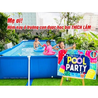 Bể bơi thành cao, khung kim loại chữ nhật, gấp gọn INTEX - Bể bơi cho bé, bể bơi kim loại, bể bơi di động