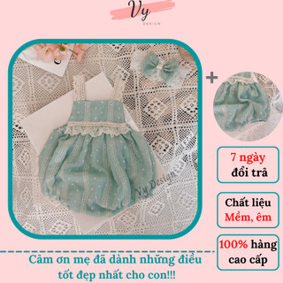 Set Body Bé Gái Sơ Sinh, Bodysuit Cho Bé Gái Mùa Hè Tặng Kèm Bờm Chất Mát. Đầm Đầy Tháng