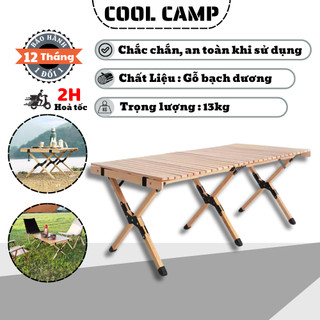 Bàn Gỗ Sồi Gấp Gọn Camping Dã Ngoại Chắc Chắn Trang Trí, Bàn Cắm Trại Cà Phê Ban Công Chịu Lực Tốt