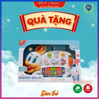 Đồ Chơi Đàn Piano Hình Thỏ Con Đa Năng Cho Bé, đàn có đèn và phát nhạc cùng đa dạng âm thanh kích thích giác quan
