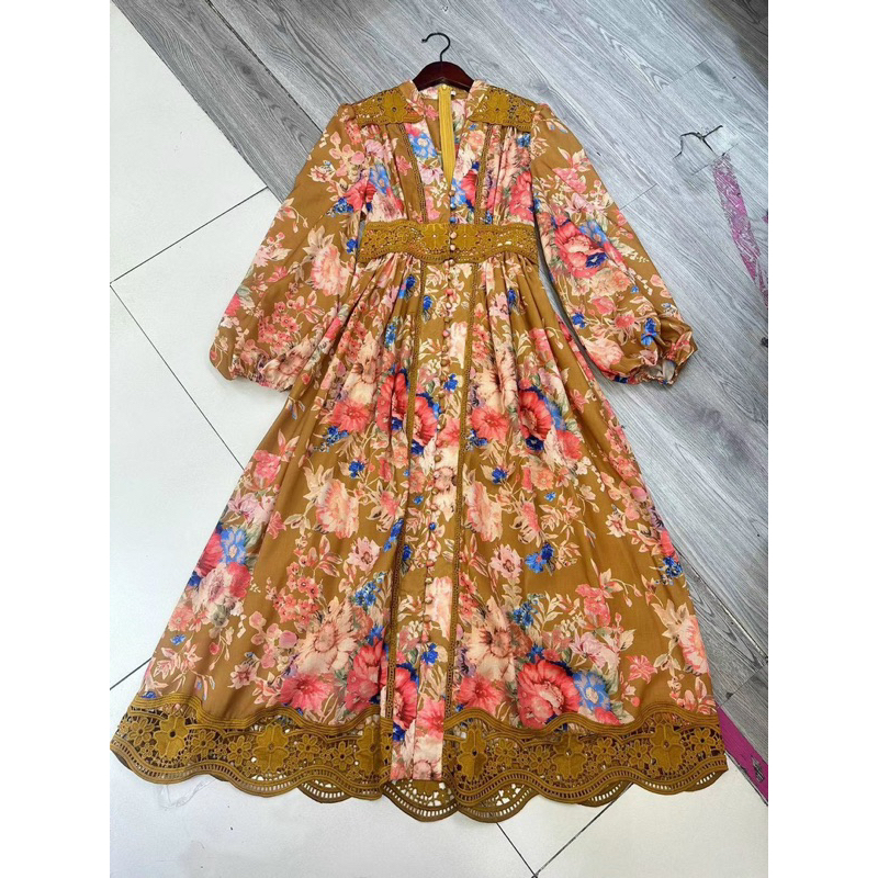 Váy hoa vàng phối ren ZMM