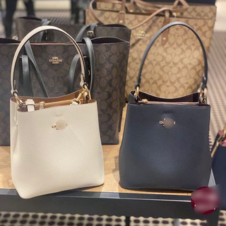 Túi xách nữ Coach small hàng xuất dư xịn đựng nhiều đồ size 21 bucket 2 màu