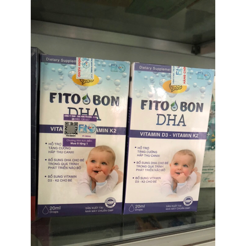 FITO BON DHA  vitamin D3 vitamin K2 cho bé chai 20 ml hiệu quả và lành tính