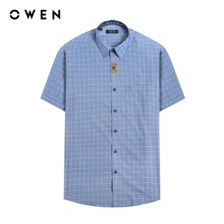 OWEN - Áo sơ mi ngắn tay Regularfit màu Xanh lá chất liệu Bamboo - AR230642NT