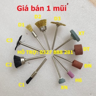 Đầu đá mài mịn hay chổi cước đánh bóng - chổi đồng đánh gi trục 3mm