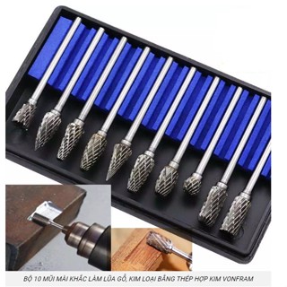  Bộ 10 mũi mài  khắc hợp kim thép VONFRAM siêu cứng chuyên mài kim loại,gỗ,nhựa.... 
