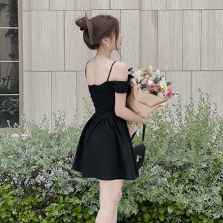 Set đầm xoè 2 dây phối tag đá xinh xắn