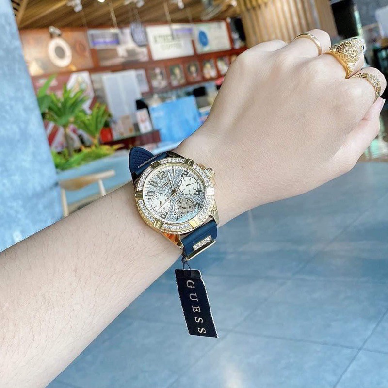 Đồng hồ nữ Guess W1160L5 , W1160L1, W1160L3, W1160L4, mặt tròn đính đá dây silicon chính hãng Siz 38mm