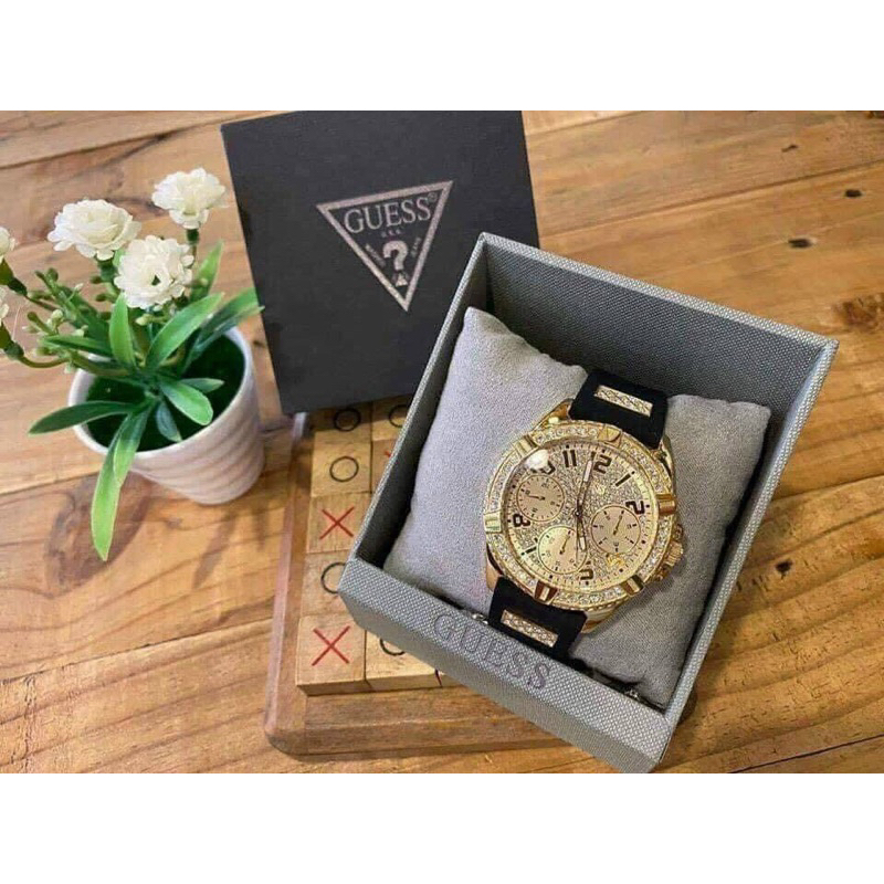 Đồng hồ nữ Guess W1160L5 , W1160L1, W1160L3, W1160L4, mặt tròn đính đá dây silicon chính hãng Siz 38mm