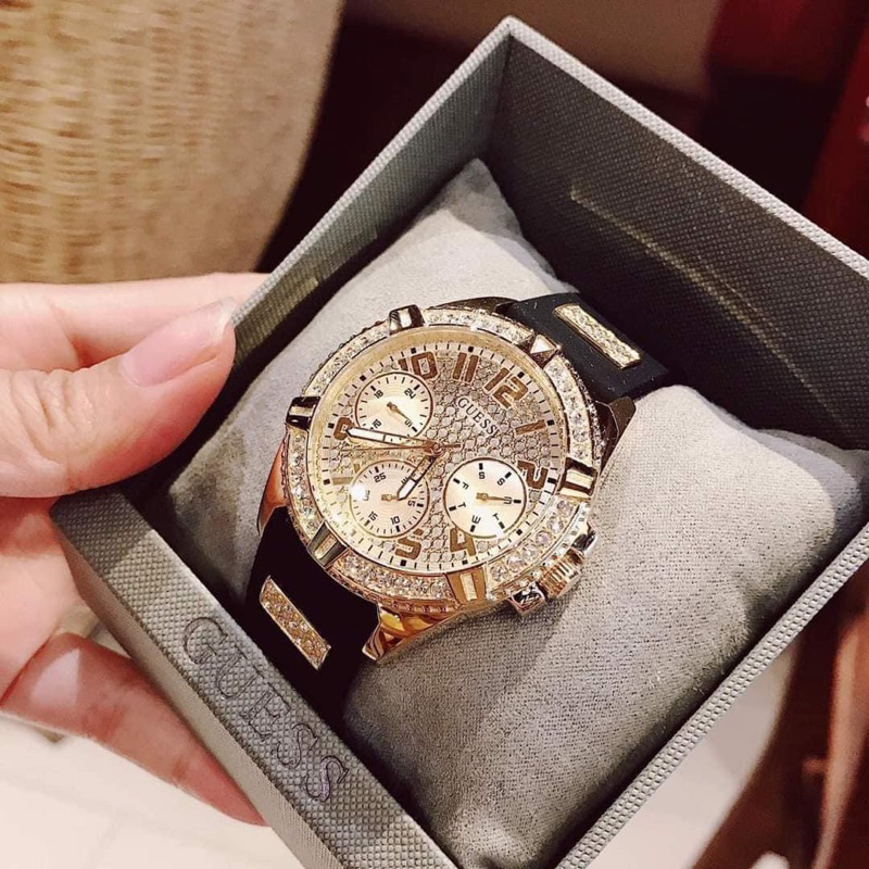 Đồng hồ nữ Guess W1160L5 , W1160L1, W1160L3, W1160L4, mặt tròn đính đá dây silicon chính hãng Siz 38mm