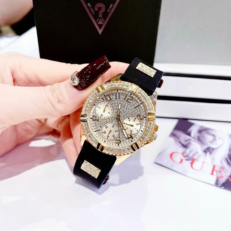Đồng hồ nữ Guess W1160L5 , W1160L1, W1160L3, W1160L4, mặt tròn đính đá dây silicon chính hãng Siz 38mm