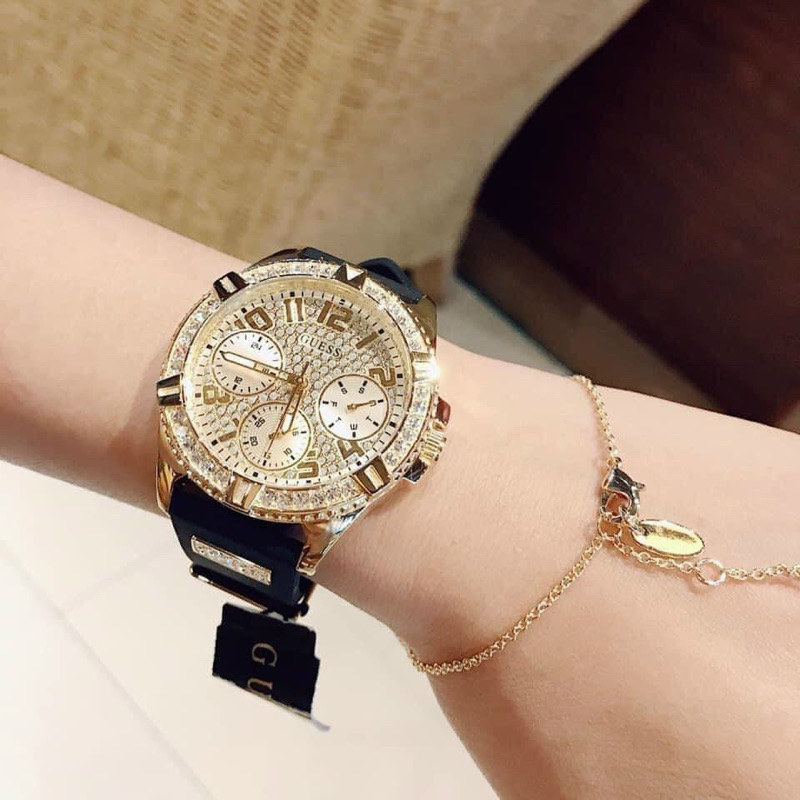 Đồng hồ nữ Guess W1160L5 , W1160L1, W1160L3, W1160L4, mặt tròn đính đá dây silicon chính hãng Siz 38mm