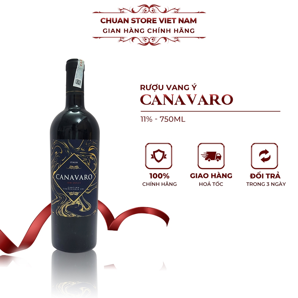 Rượu vang Ý ngọt Canavaro 11% chai 750ml, vang đỏ hương vị ngọt ngào nhập khẩu chính hãng