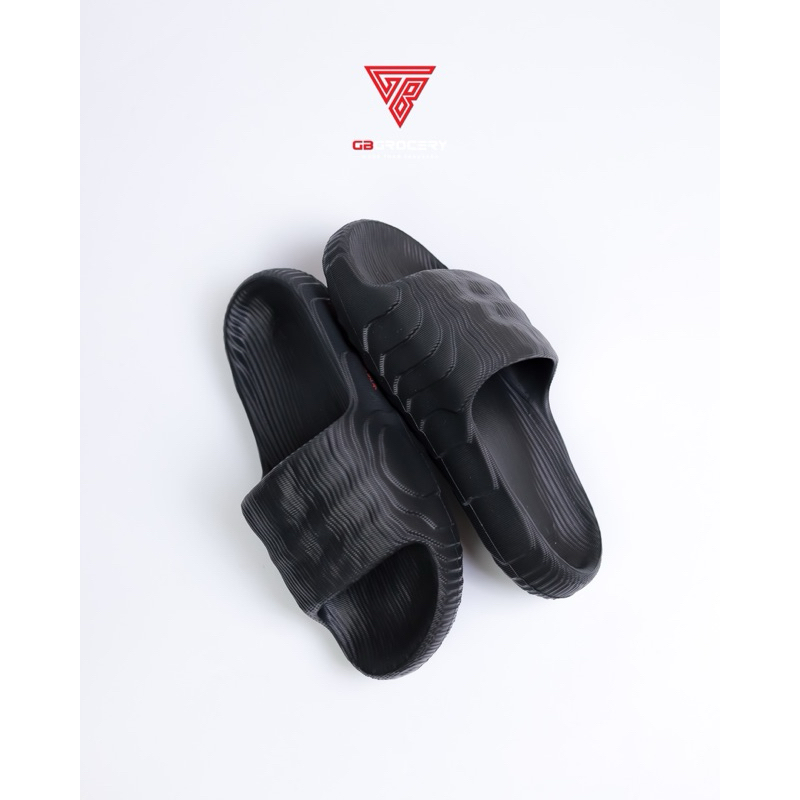 Dép Adilette 22 Phối Màu Đen Chữ Đỏ - Ảnh thật shop chụp