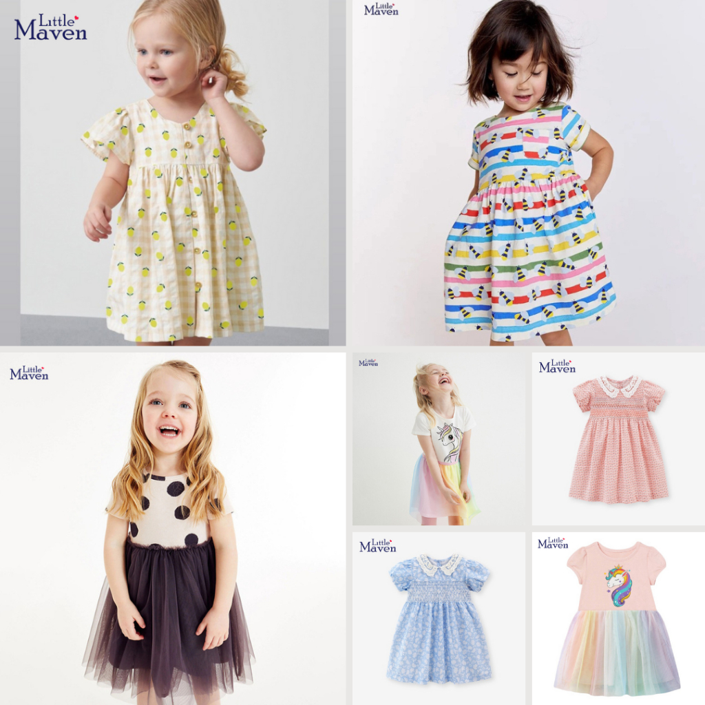 BST váy hè ngắn tay đáng yêu Little Maven thời trang trẻ em từ 2-7 tuôi
