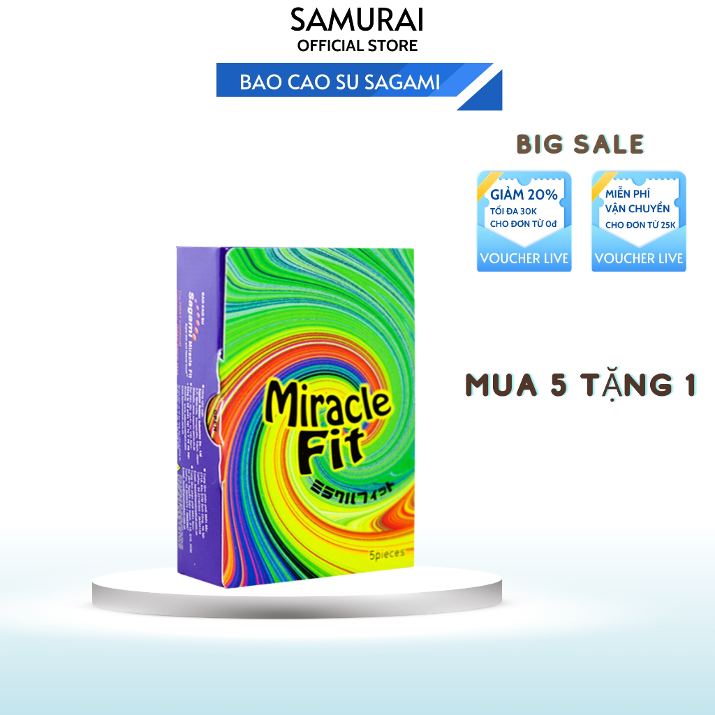 Bao Cao Su Sagami Miracle Size 49mm Thiết Kế 3D Ôm Khít Hộp 10 chiếc