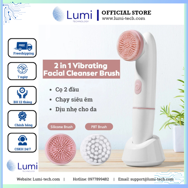 Máy Rửa Mặt Sonic Facial Lumi Ms30 Silicon Cleasing Cao Cấp Làm Sạch Sâu Giúp Da Trắng Mịn