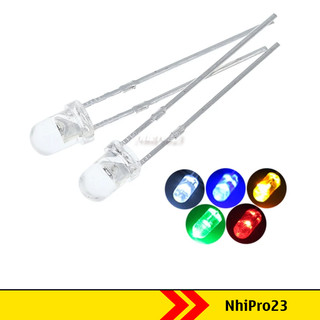 Gói 10 - Đèn led phi 3mm Màu đỏ, trắng, vàng, xanh lá, xanh dương tùy chọn