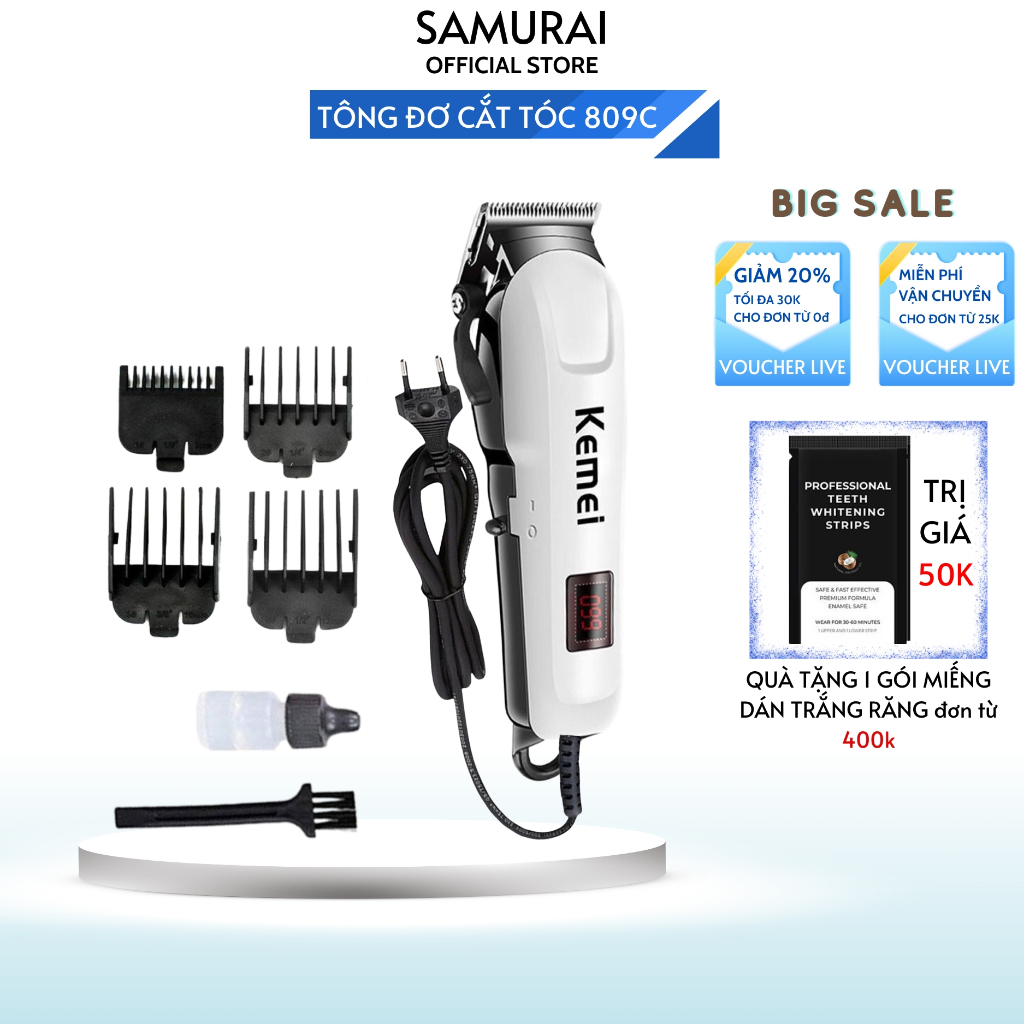 Tông Đơ, Tăng Đơ Cắt Tóc Có Dây Kemei Km 809C DHC, Máy Hớt Tóc Gia Đình, Trẻ Em, Chuyên Nghiệp Bảo Hành 12 Tháng