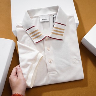 Áo Thun Nam Polo BURBERRY TRƠN VIỀN PHỐI CÔ LONDON ENGLAND 3 MÀU Vải Dệt Kim Cao Cấp Sang Trọng Có Big Size