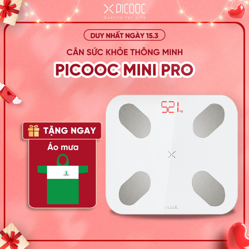 Cân Sức Khỏe Thông Minh PICOOC Mini Pro -Đo 13 chỉ số cơ thể - Phiên Bản Quốc Tế - APP Tiếng Việt - Bảo Hành 12 tháng