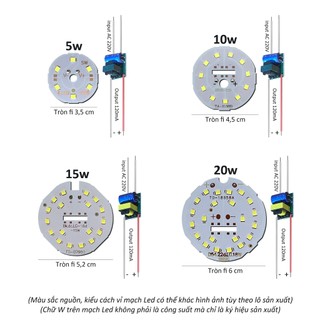 Bảng mạch đèn Led 220v 20w 15w 10w 5w thay thế mạch bóng đèn mắt chip Led s sáng kèm nguồn driver MLB-5-20x