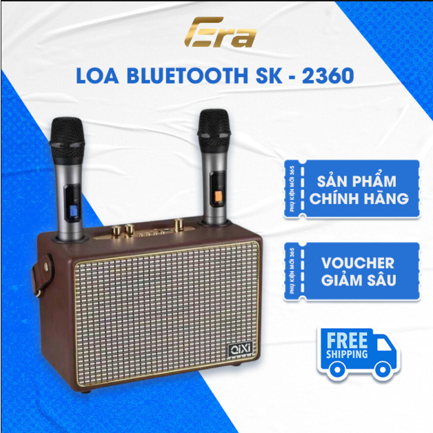 Loa Bluetooth SK-2036- Era , Có Sẵn 2 Micro Không Dây , Hát Karaoke Nghe Nhạc Bass Cực Đỉnh [ BH 12 Tháng ]