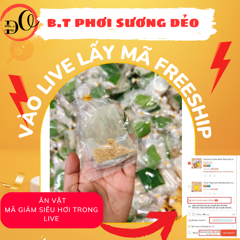 Bánh Tráng Phơi Sương Dẻo Muối Nhuyễn Giá 1k ❤️ Live freeship ❤️ Shop Bách Hoá Đô