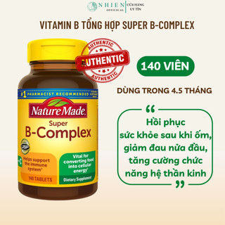 Vitamin B tổng hợp Super B-Complex kèm Vitamin C và Axit Folic Nature made 140 viên