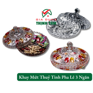 Khay mứt thủy tinh pha lê 3 ngăn