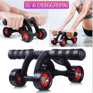 Con lăn tập bụng, loại con lăn 4 bánh tặng kèm thảm tập, tập bụng tại nhà