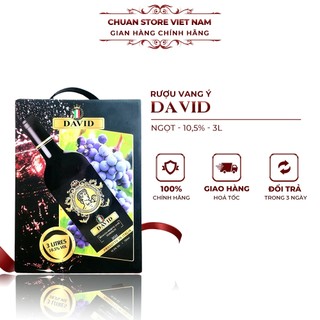 Rượu vang bịch Ý ngọt David Semi Dolce 10.5% hộp 3L nhập khẩu chính hãng