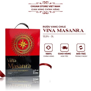 Rượu vang bịch Chile Vina Masanra 13,5% hộp 3 lít nhập khẩu chính hãng