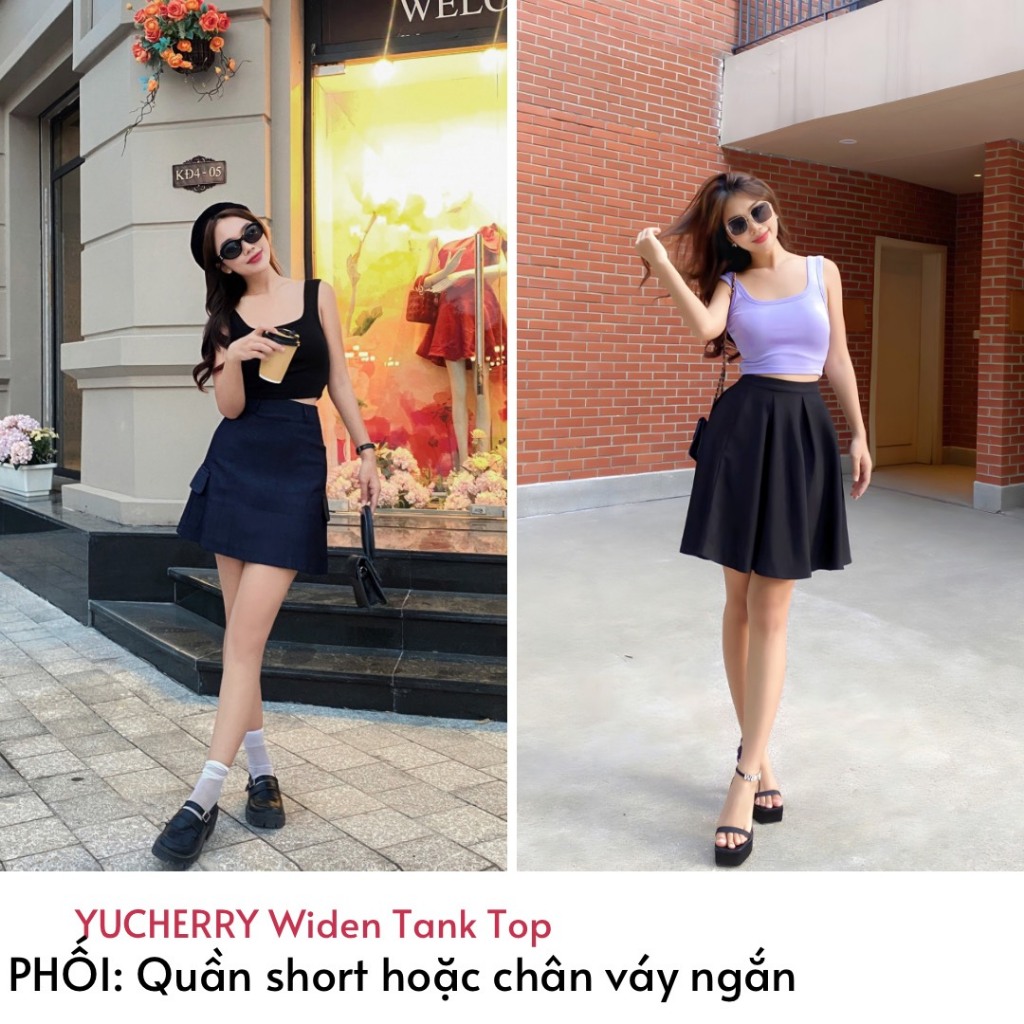 YU CHERRY | Áo thun ba lỗ thiết kế nữ khoét sâu Widen Tank Top YA470