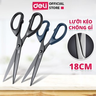 Kéo văn phòng, kéo thủ công 210mm Deli, lưỡi kéo sắc bén, chống gỉ -  Đen/Đỏ/Xanh - 1 chiếc