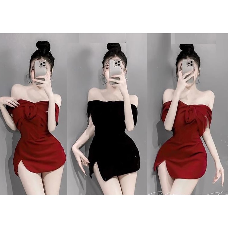 Đầm Body Trể Vai Xẻ Đùi Thun Nhập