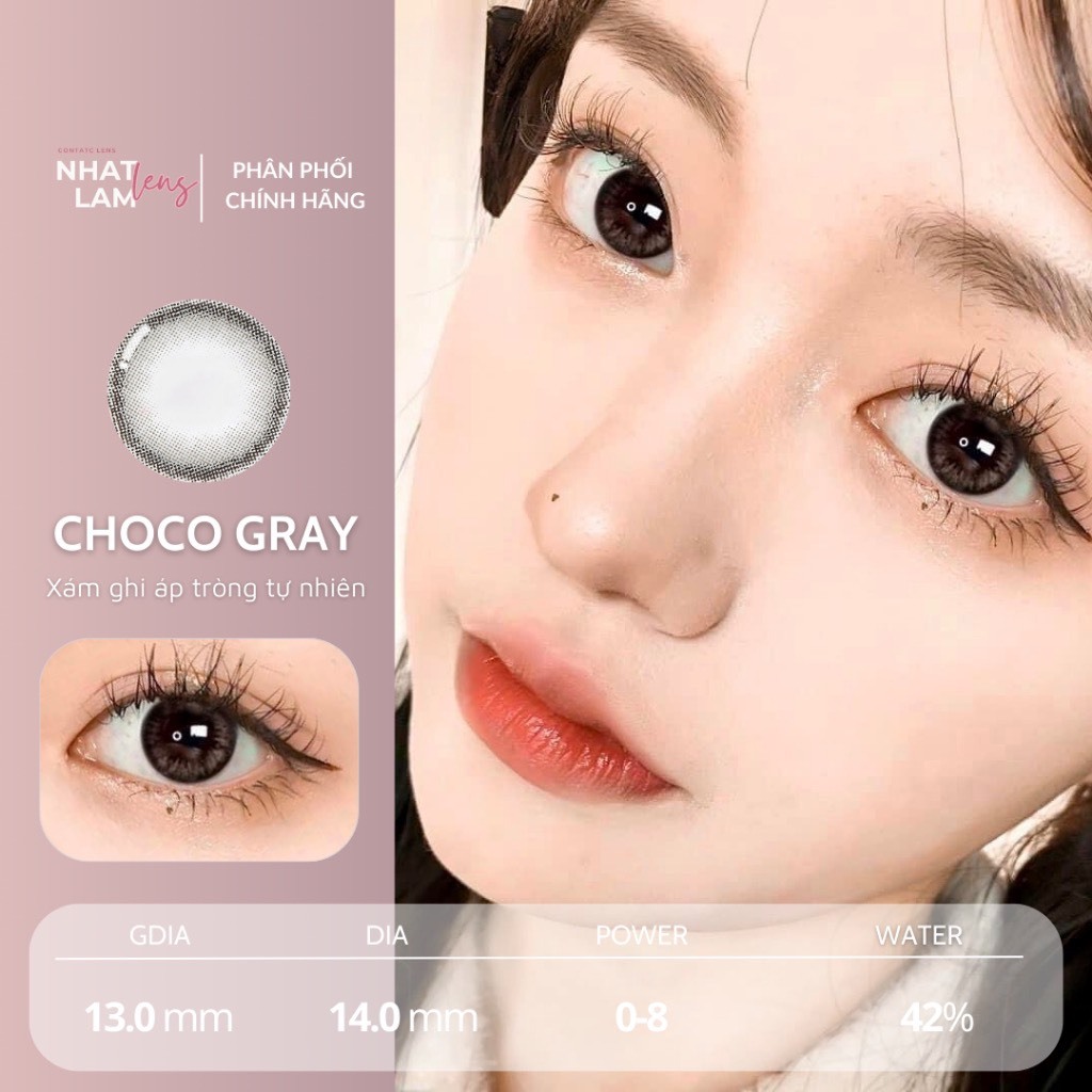 Kính áp tròng y tế dành cho mắt nhạy - Choco Gray Xám ghi vân nhẹ - [Nhatlam lens]