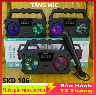 Loa bluetooth hát karaoke skd -106 tặng kèm mic nghe nhạc loa bluetooth mini bảo hành 12 tháng loa bluetooth hát karaoke