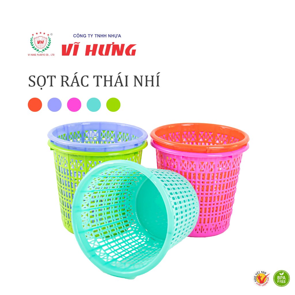 Sọt Rác Tiện Lợi Đủ Màu Đa Năng Nhựa VĨ HƯNG - 6508