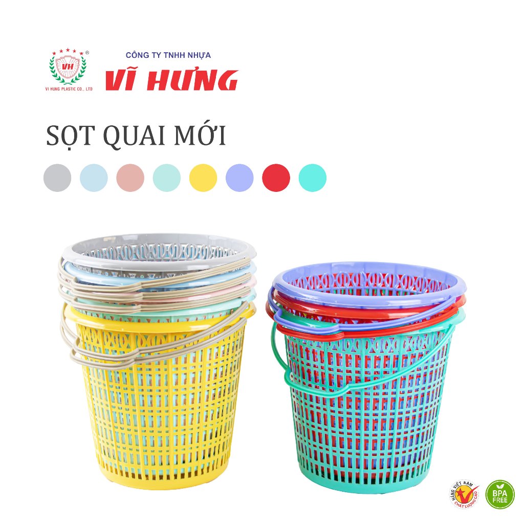 Sọt Rác Tròn Có Quai Nhỏ Gọn Siêu Tiện Lợi, Màu Sắc Xinh Xắn Nhựa VĨ HƯNG - 6510