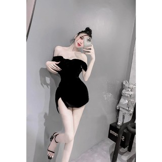 Đầm Body Trể Vai Xẻ Đùi Thun Nhập