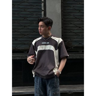 Áo thun bigsize local brand CODE blockcore phối đen xám from rộng unisex cặp đôi cotton cổ tròn oversize nam nữ tay lỡ