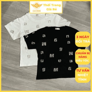 Áo Thun Nữ Phối Chữ W.A.N.G Đính Đá Bling Trẻ Trung Năng Động GOSS GA108 Áo Phông Nữ Freesize Đi Chơi Dạo Phố Mùa Hè