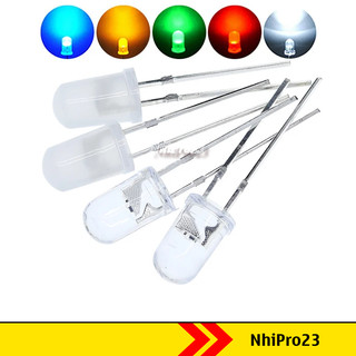 Gói 10 - led 5mm màu đỏ, xanh lá, xanh dương, vàng, trắng 1.5-3v - led siêu sáng, led đục 5mm, led phi 5, led f5